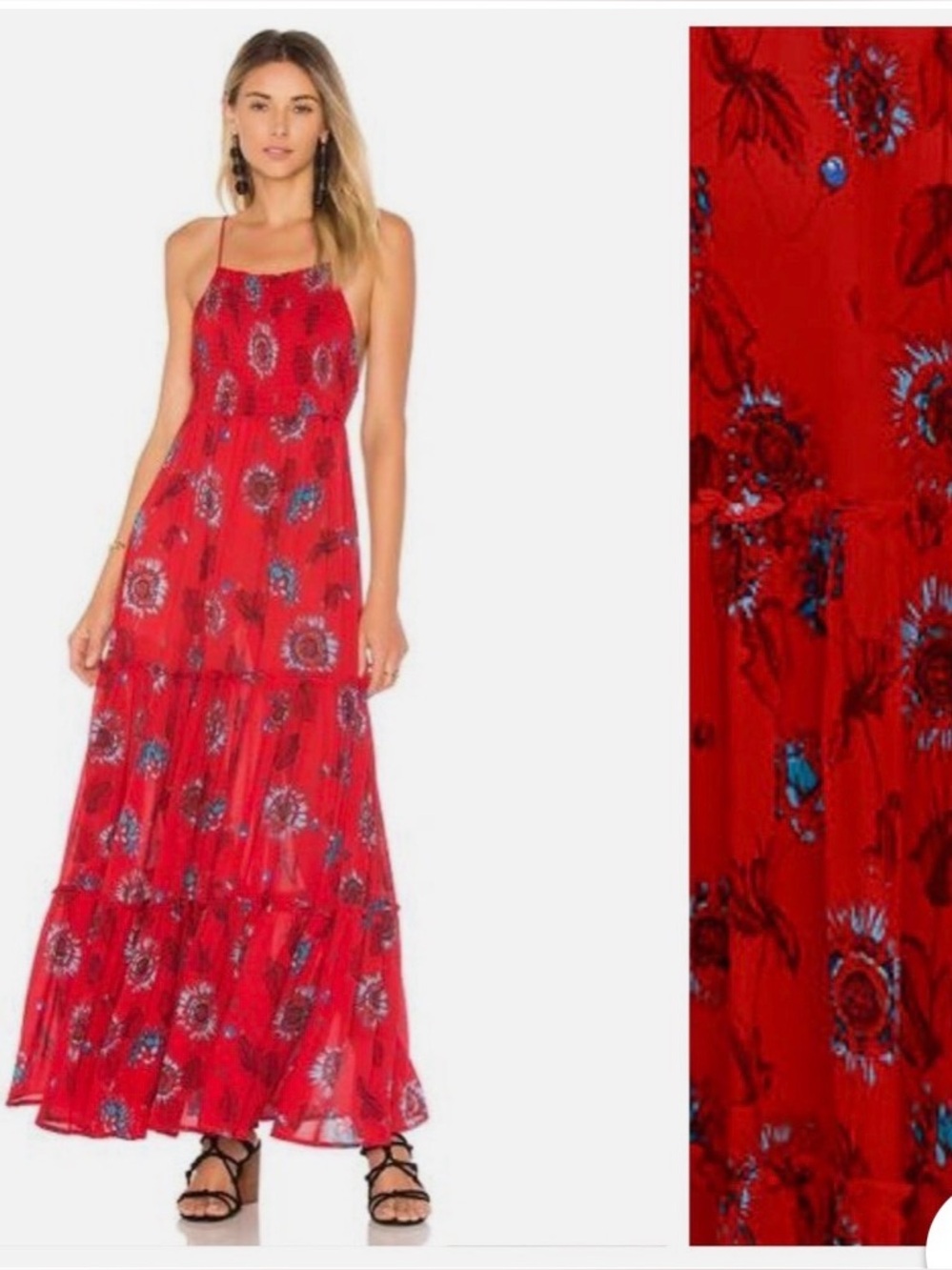Free People Intimately Red Garden Party Floral Maxi Dress size S?